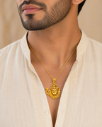 Khatu Shyam Ji Divine Gold Plated Pendant for Men & Women | Religious Temple Jewelry Pendant | Antique Finish Spiritual Locket