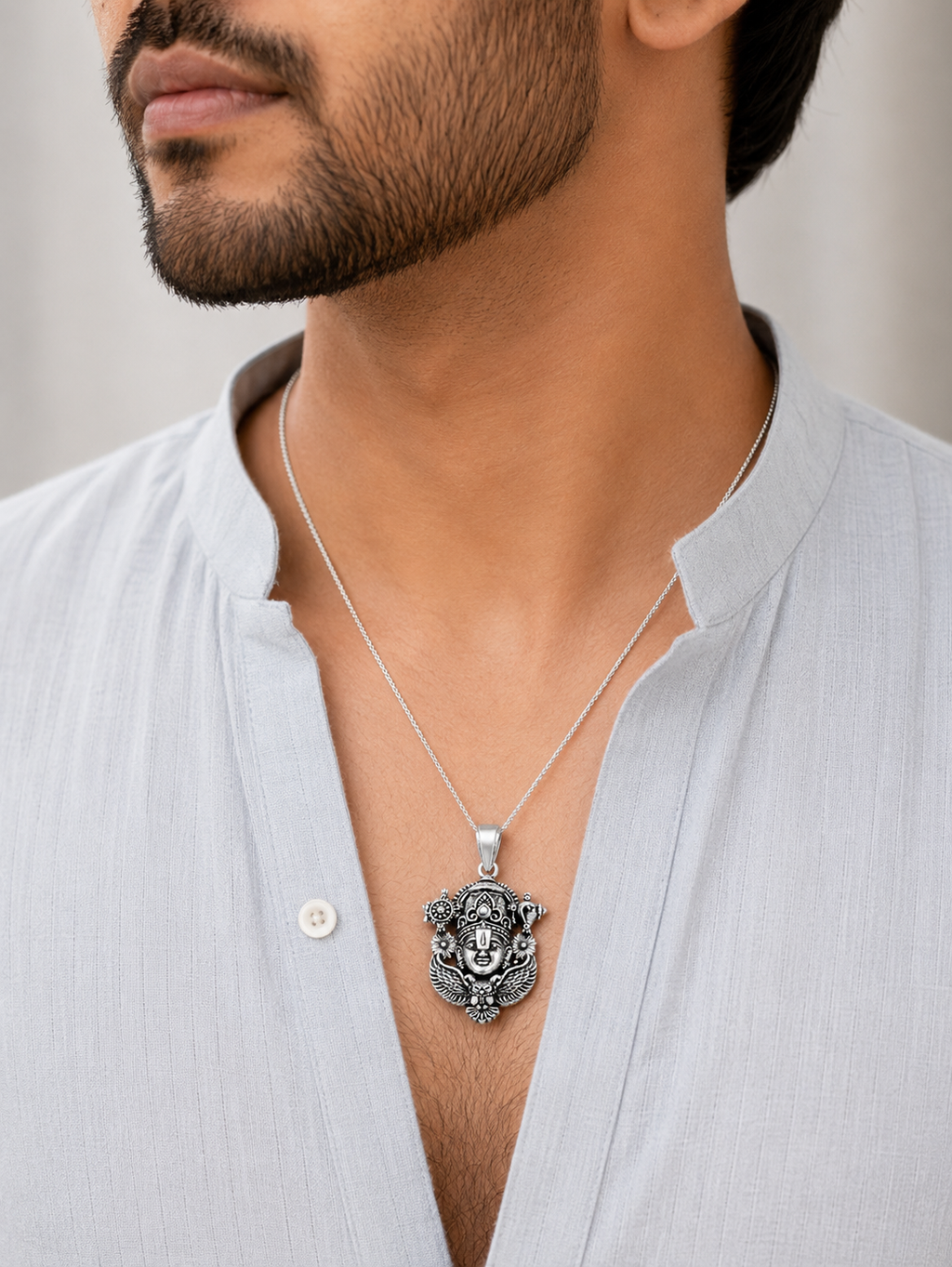 Oxidized Lord Venkateswara (Balaji) Pendant | Antique Silver Finish Tirupati Balaji Necklace | Spiritual Temple Jewelry
