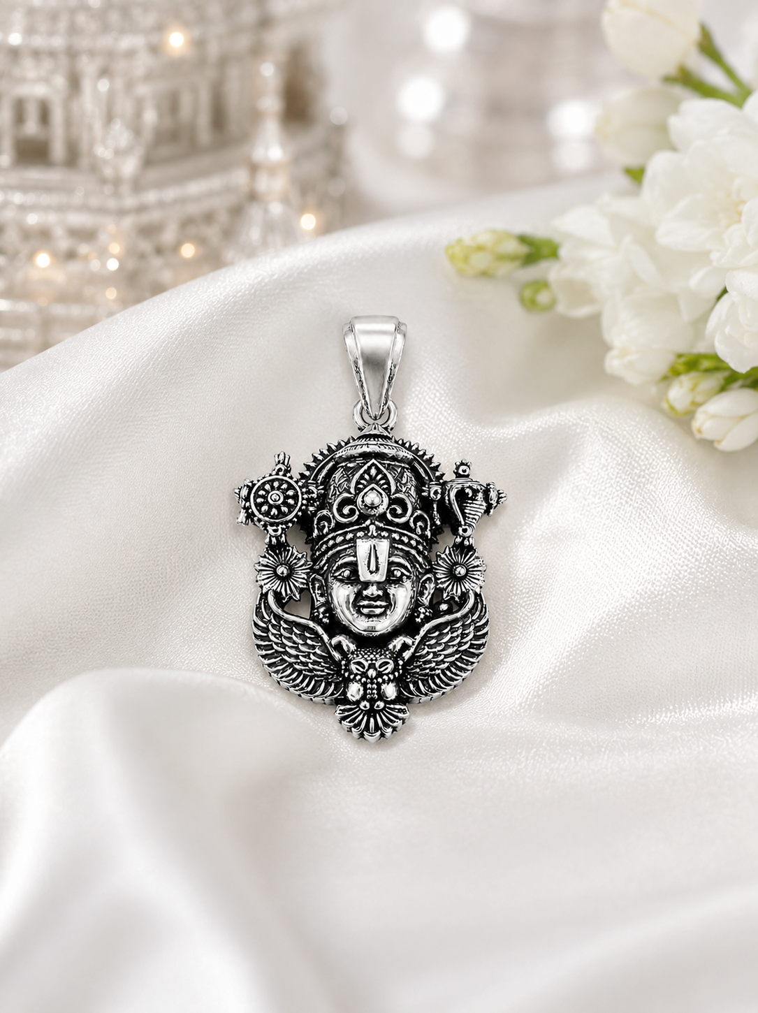 Oxidized Lord Venkateswara (Balaji) Pendant | Antique Silver Finish Tirupati Balaji Necklace | Spiritual Temple Jewelry