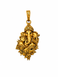 Gold Plated Lord Ganesha Pendant | Antique Finish Ganpati Idol Necklace Charm | Religious Spiritual Jewelry for Men & Women