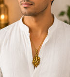 Gold Plated Lord Ganesha Pendant | Antique Finish Ganpati Idol Necklace Charm | Religious Spiritual Jewelry for Men & Women
