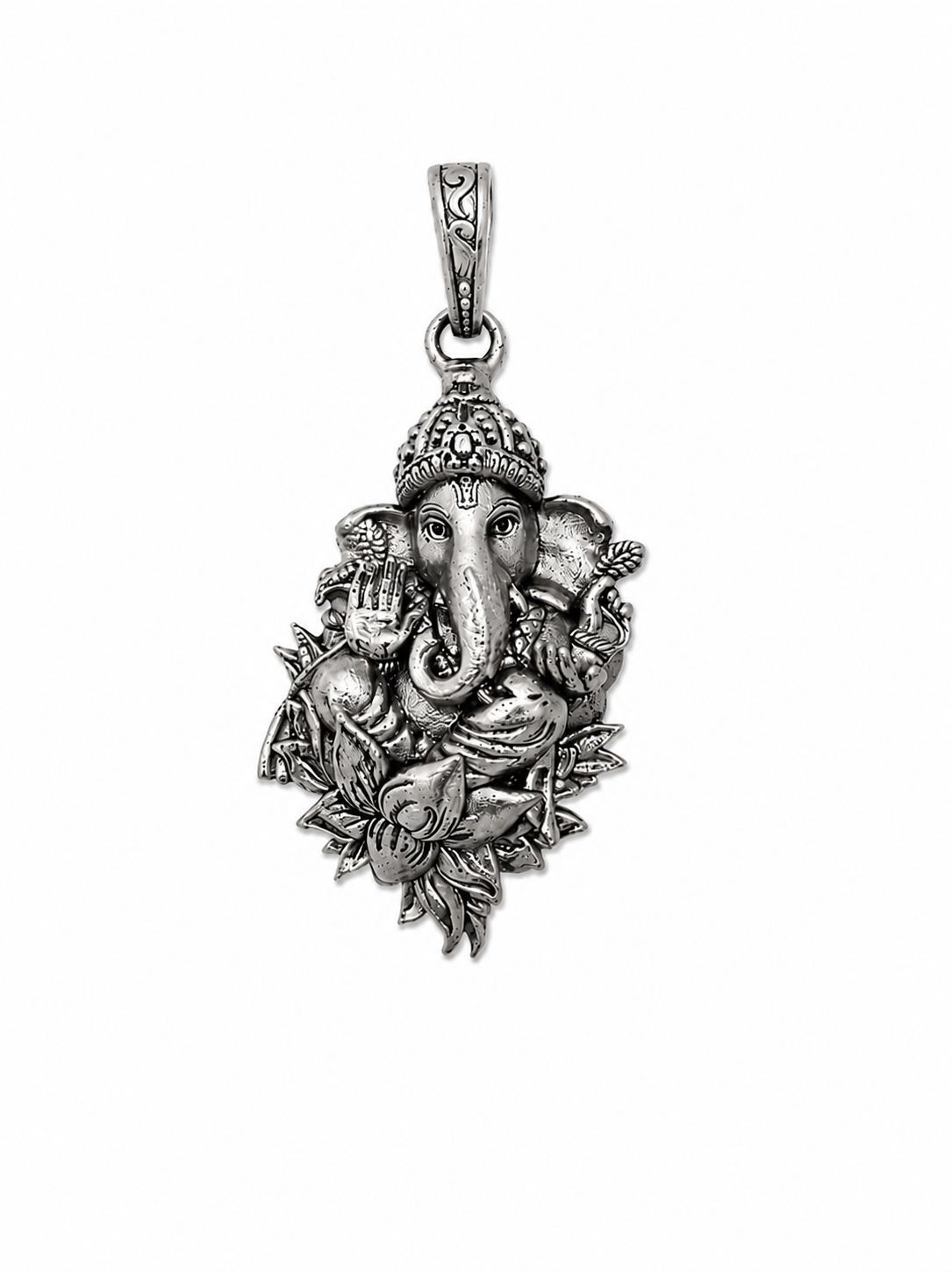 Oxidized Silver Lord Ganesha Pendant | Antique Finish Ganpati Idol Necklace Charm | Spiritual Religious Jewelry for Men & Women