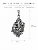 Oxidized Silver Lord Ganesha Pendant | Antique Finish Ganpati Idol Necklace Charm | Spiritual Religious Jewelry for Men & Women