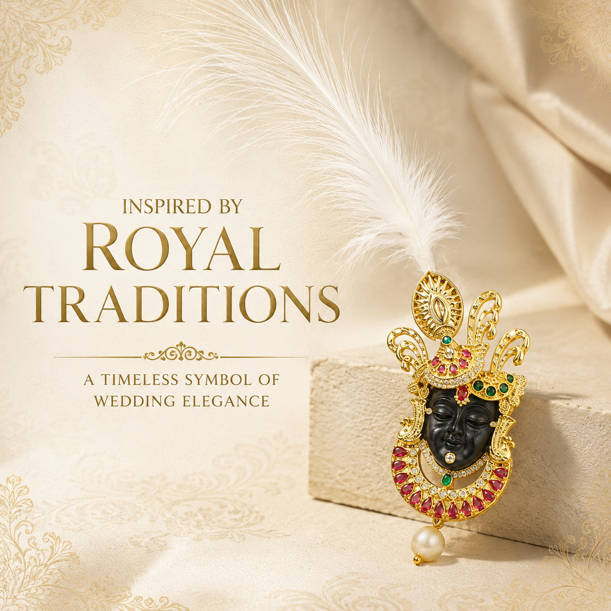 Shrinathji Wedding Kalangi for Groom | Gold Plated Brass Safa Brooch
