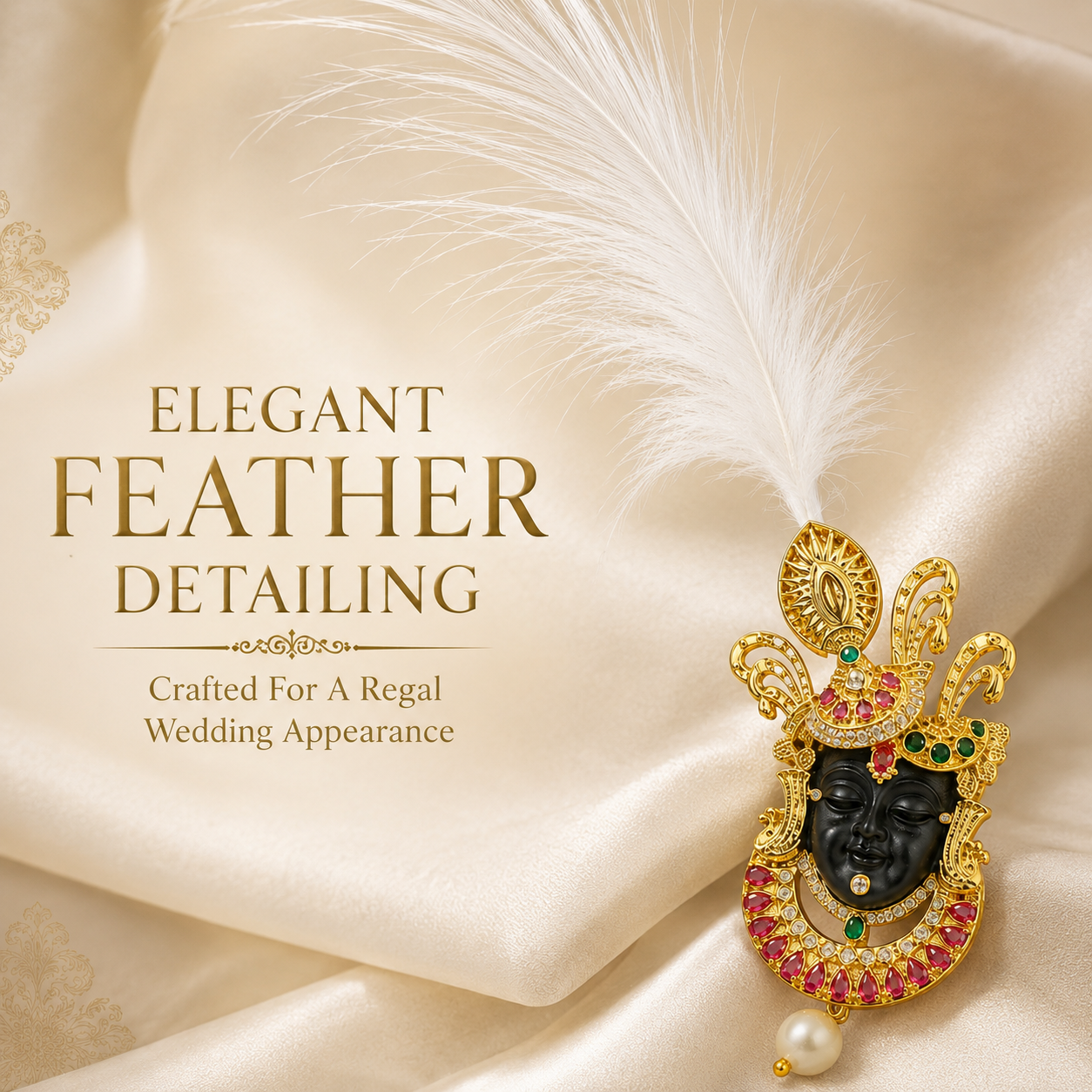 Shrinathji Wedding Kalangi for Groom | Gold Plated Brass Safa Brooch
