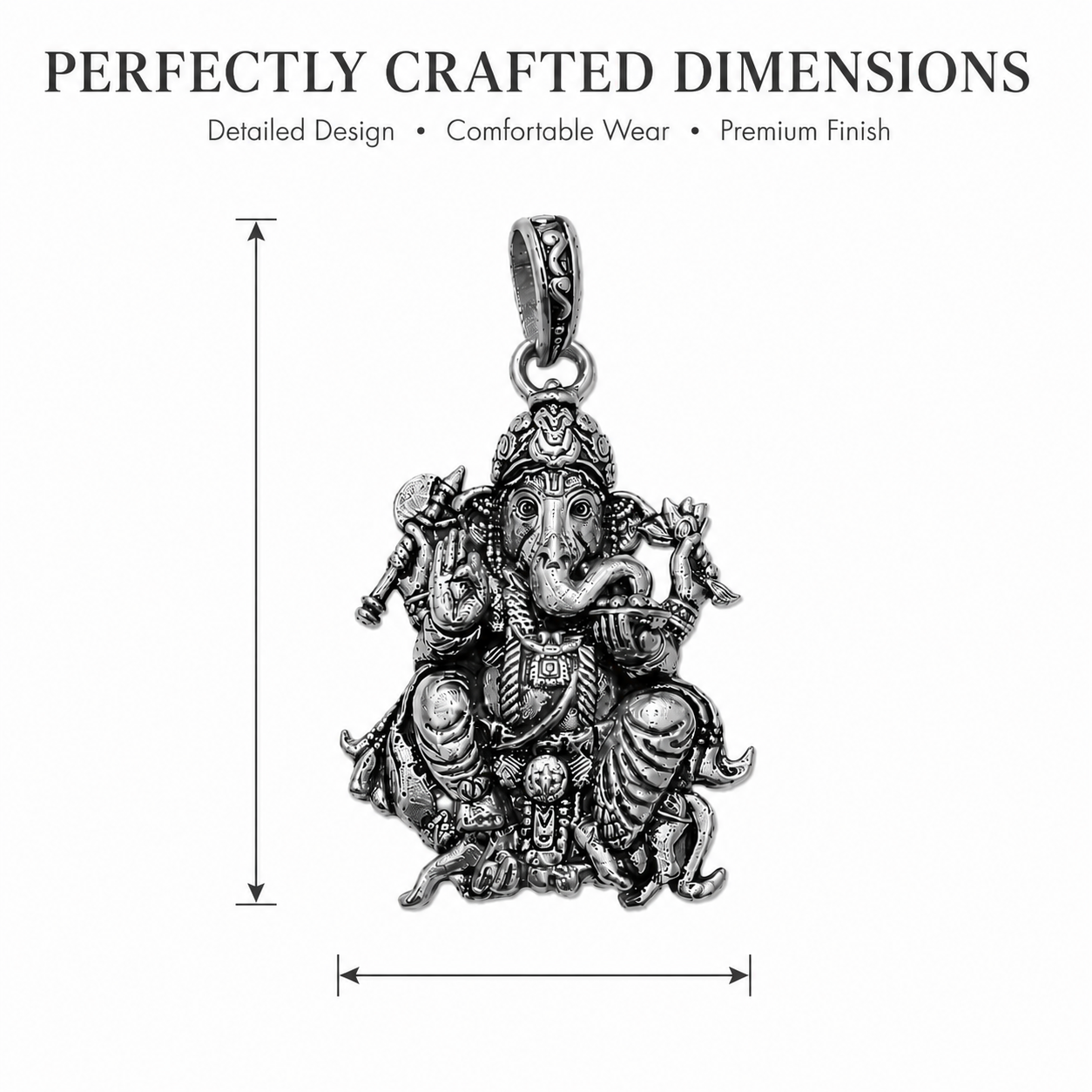 Premium Oxidised Silver Lord Ganesha Pendant | Ganpati Bappa Spiritual Jewellery for Protection & Prosperity
