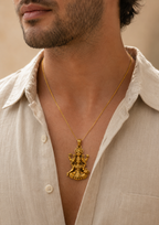 Traditional Lakshmi Narayan Pendant in Antique Gold Finish for Men & Women