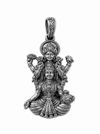 Silver Finish Vishnu Lakshmi Pendant Traditional Hindu Divine Couple Pendant