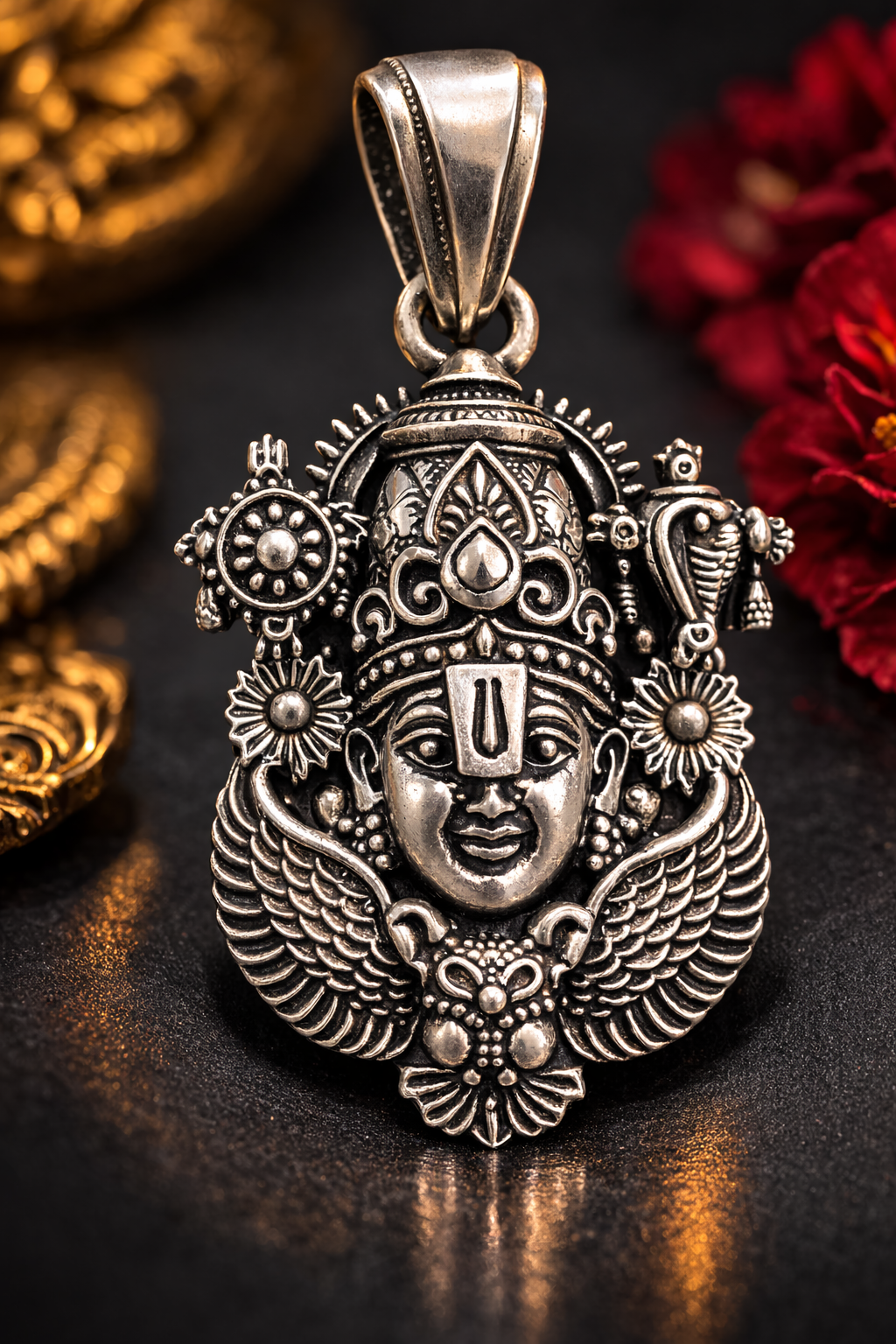 Oxidized Lord Venkateswara (Balaji) Pendant | Antique Silver Finish Tirupati Balaji Necklace | Spiritual Temple Jewelry