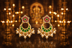 Gold Plated Kundan Chandbali Earrings with Pearl Drops for Women | Traditional Indian Wedding Jewellery | Screw Back Brass Earrings