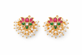 Gold Plated Kundan Pearl Floral Cuff Earrings – Traditional Indian Ethnic Jewelry