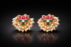 Gold Plated Kundan Pearl Floral Cuff Earrings – Traditional Indian Ethnic Jewelry