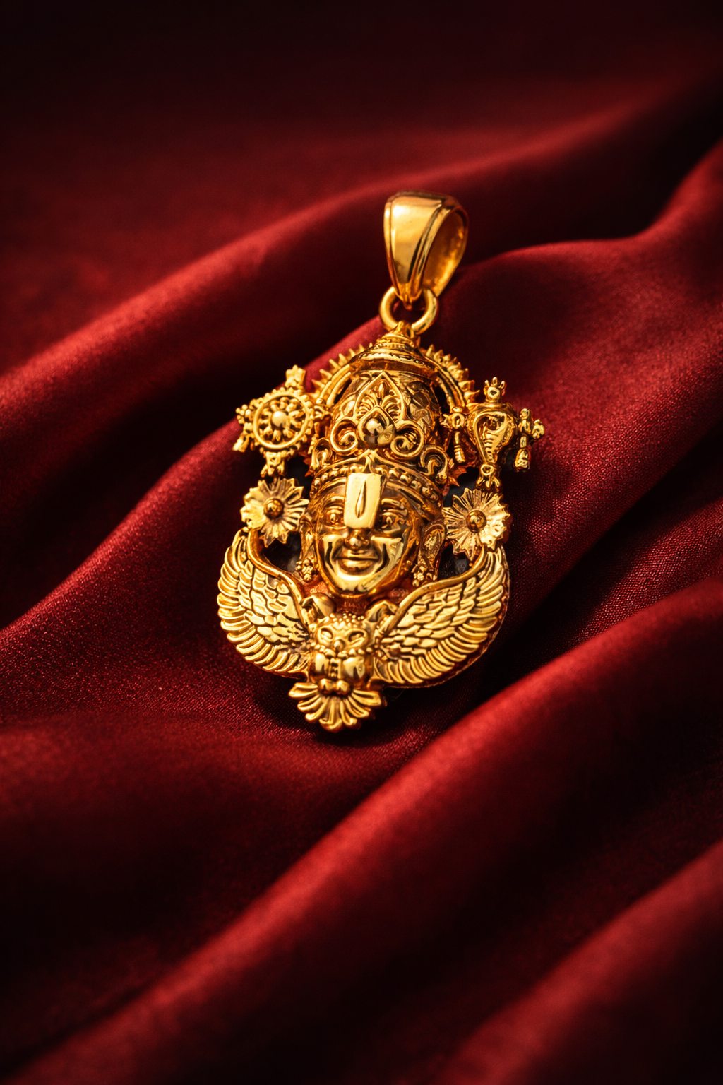 Gold Plated Lord Venkateswara (Balaji) Pendant | Tirupati Balaji Temple Jewelry | Divine Hindu Necklace for Men & Women