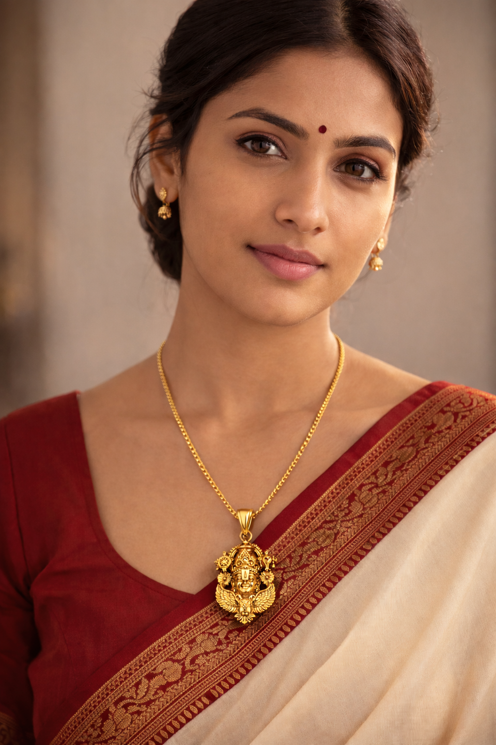 Gold Plated Lord Venkateswara (Balaji) Pendant | Tirupati Balaji Temple Jewelry | Divine Hindu Necklace for Men & Women