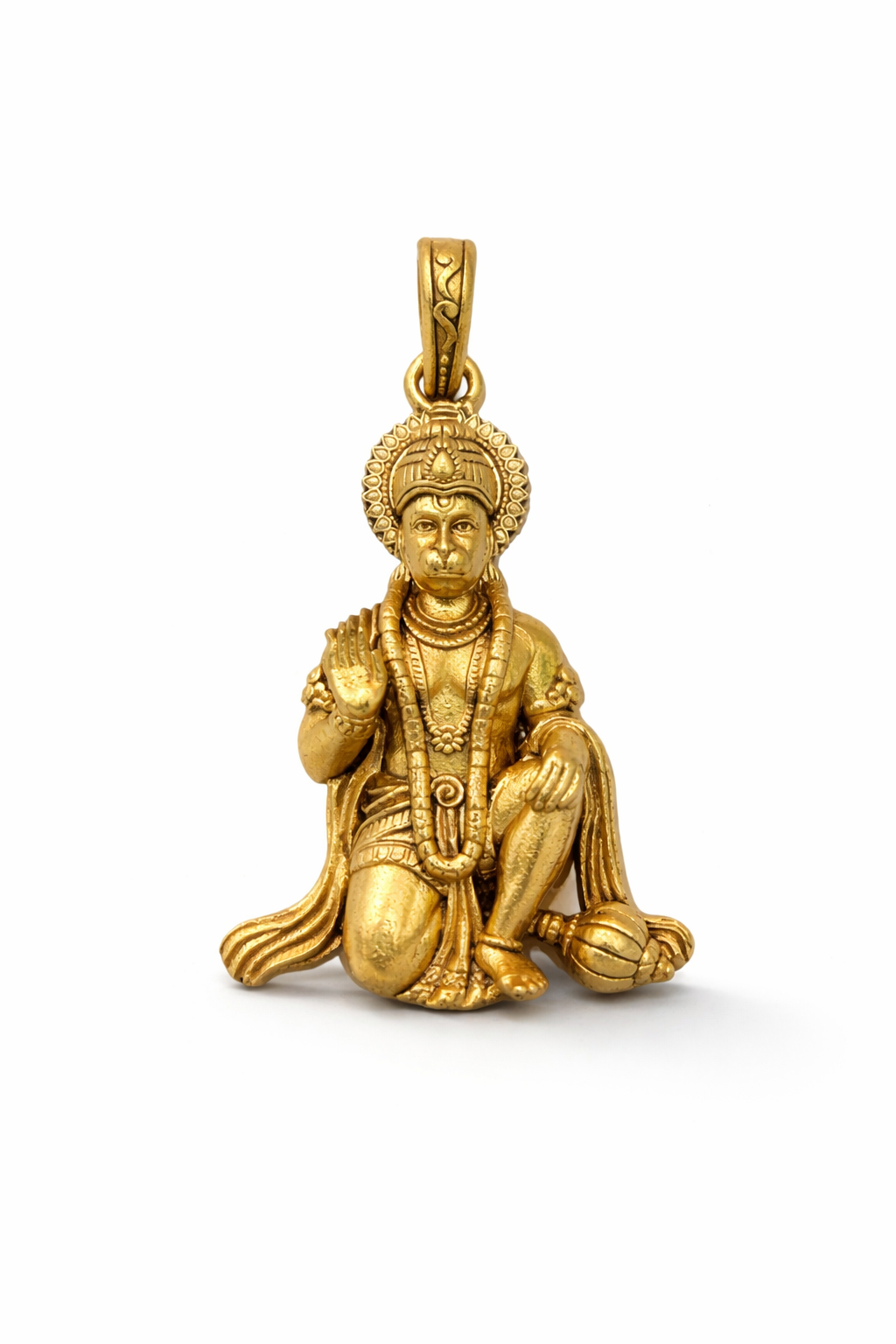 Gold Plated Lord Hanuman Pendant | Bajrangbali Idol Necklace Charm | Spiritual Religious Jewelry for Men & Women