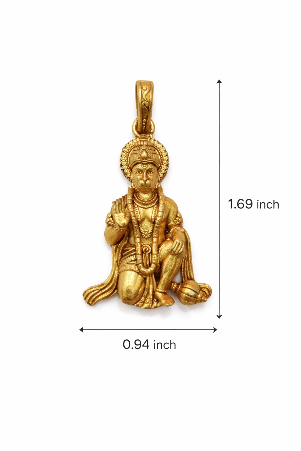 Gold Plated Lord Hanuman Pendant | Bajrangbali Idol Necklace Charm | Spiritual Religious Jewelry for Men & Women