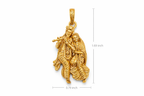 Gold Plated Radha Krishna Pendant | Krishna Flute Couple Design Necklace Charm | Spiritual Religious Jewelry for Men & Women