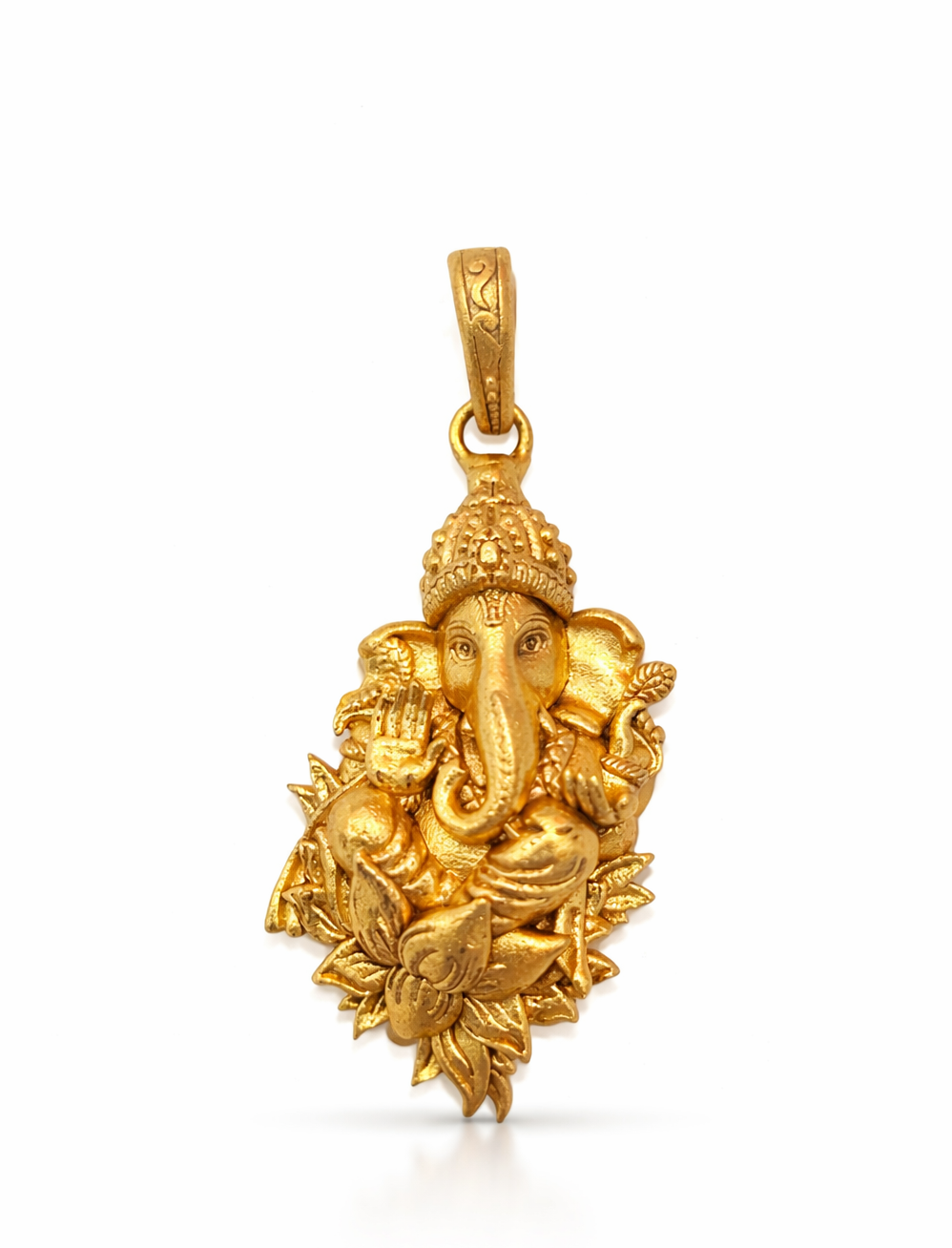 Gold Plated Lord Ganesha Pendant | Antique Finish Ganpati Idol Necklace Charm | Religious Spiritual Jewelry for Men & Women