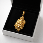 Gold Plated Lord Ganesha Pendant | Antique Finish Ganpati Idol Necklace Charm | Religious Spiritual Jewelry for Men & Women