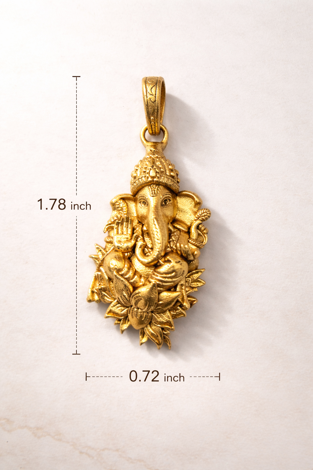 Gold Plated Lord Ganesha Pendant | Antique Finish Ganpati Idol Necklace Charm | Religious Spiritual Jewelry for Men & Women