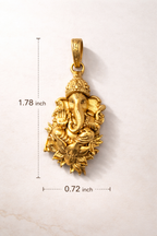 Gold Plated Lord Ganesha Pendant | Antique Finish Ganpati Idol Necklace Charm | Religious Spiritual Jewelry for Men & Women