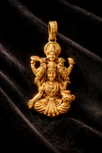 Gold Plated Lakshmi Narayan Pendant | Lord Vishnu & Goddess Lakshmi Idol Necklace Charm | Spiritual Religious Jewelry for Men & Women
