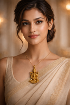 Gold Plated Lakshmi Narayan Pendant | Lord Vishnu & Goddess Lakshmi Idol Necklace Charm | Spiritual Religious Jewelry for Men & Women