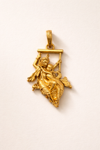 Gold Plated Radha Krishna Jhula Pendant | Swing Design Krishna Couple Necklace Charm | Spiritual Religious Jewelry for Men & Women