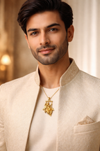 Gold Plated Radha Krishna Jhula Pendant | Swing Design Krishna Couple Necklace Charm | Spiritual Religious Jewelry for Men & Women