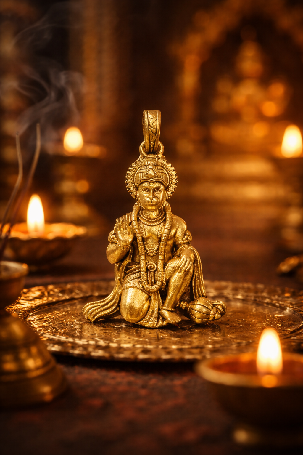 Gold Plated Lord Hanuman Pendant | Bajrangbali Idol Necklace Charm | Spiritual Religious Jewelry for Men & Women