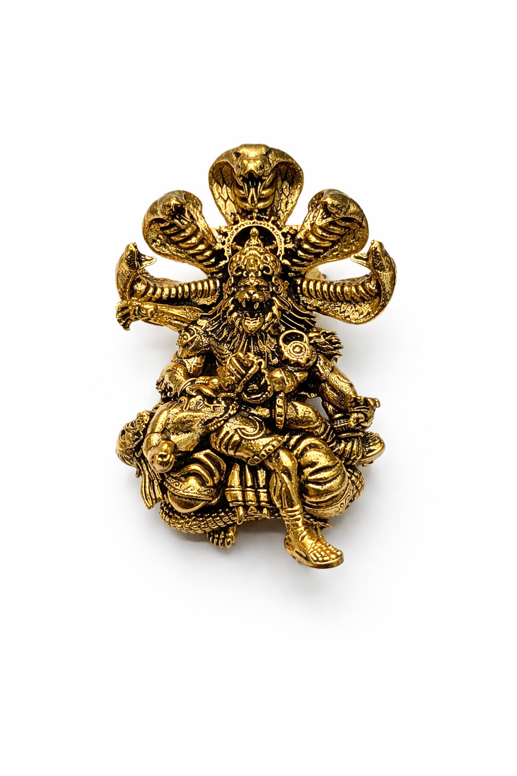 Divine Narasimha Ji Brooch – Antique Gold Plated Brass | Double Lock Secure Pin | Protection & Power Symbol Jewellery for Women & Men