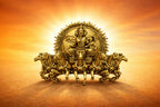 Gold Plated Surya Narayan Brooch | Sun God with Seven Horses Design | Spiritual Hindu Pin for Ethnic & Festive Wear