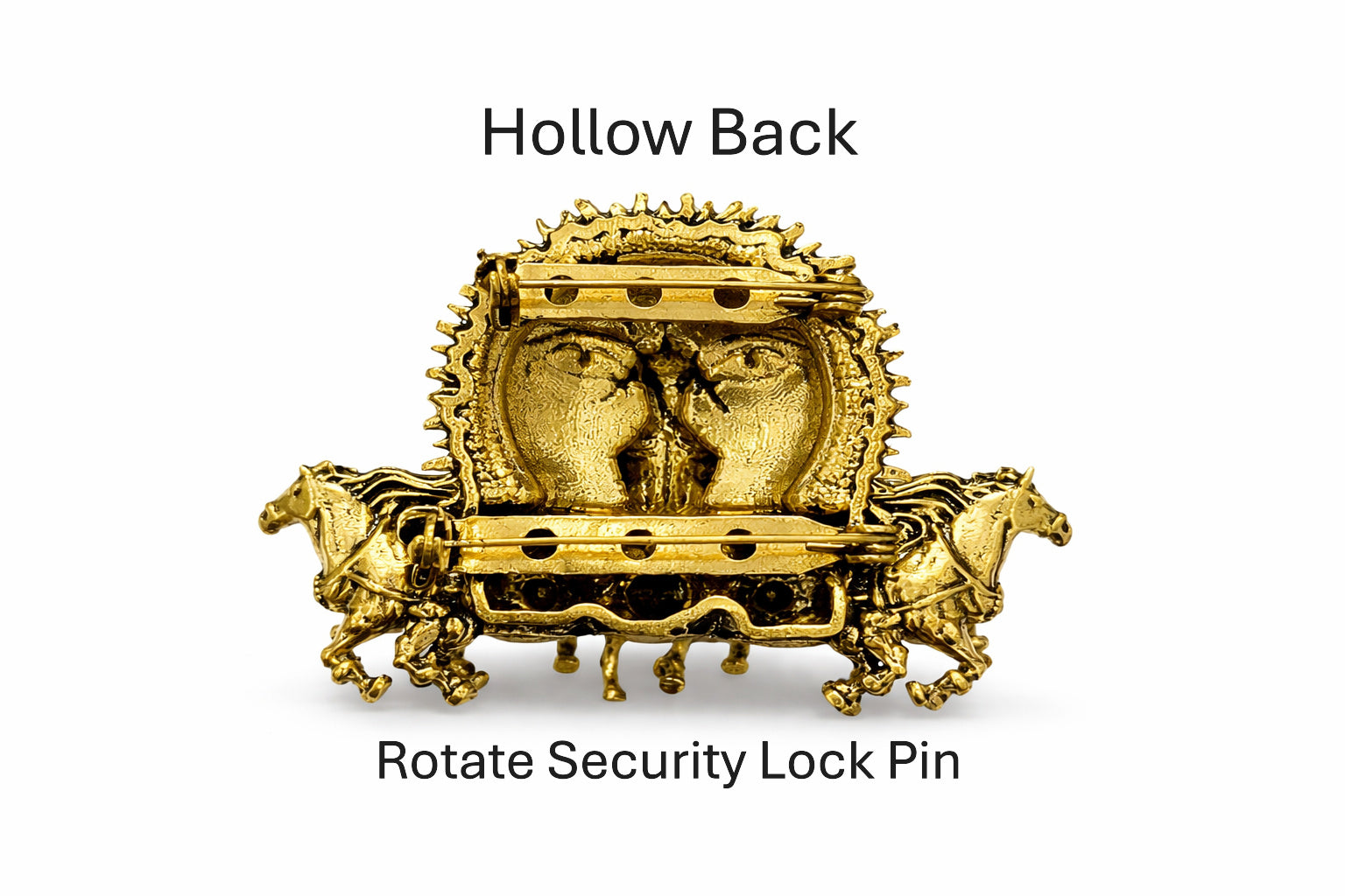 Gold Plated Surya Narayan Brooch | Sun God with Seven Horses Design | Spiritual Hindu Pin for Ethnic & Festive Wear