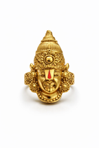 Tirupati Balaji Gold Plated Brass Ring for Men – Lord Venkateswara Temple Statement Ring (Made To Order)