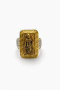 Shri Ram Gold Plated Brass Ring for Men – Hindu Temple Statement Ring with Engraved Lord Ram Design (Made to Order)