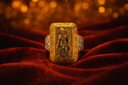Shri Ram Gold Plated Brass Ring for Men – Hindu Temple Statement Ring with Engraved Lord Ram Design (Made to Order)