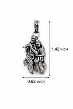 Oxidized Silver Pendant Featuring Lord Krishna & Radha Playing Flute – Traditional Ethnic Jewellery