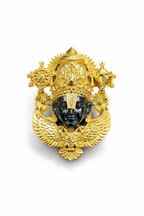 Tirupati Balaji Gold Plated Brass Brooch with Black Rhodium Face | Lord Venkateswara Spiritual Brooch Pin | Traditional Temple Jewellery for Men & Women
