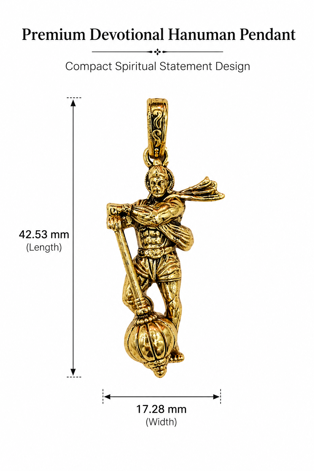 Antique Gold Plated Lord Hanuman Pendant with Traditional Gada Design