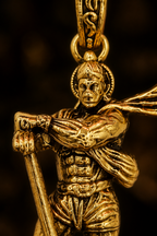 Antique Gold Plated Lord Hanuman Pendant with Traditional Gada Design