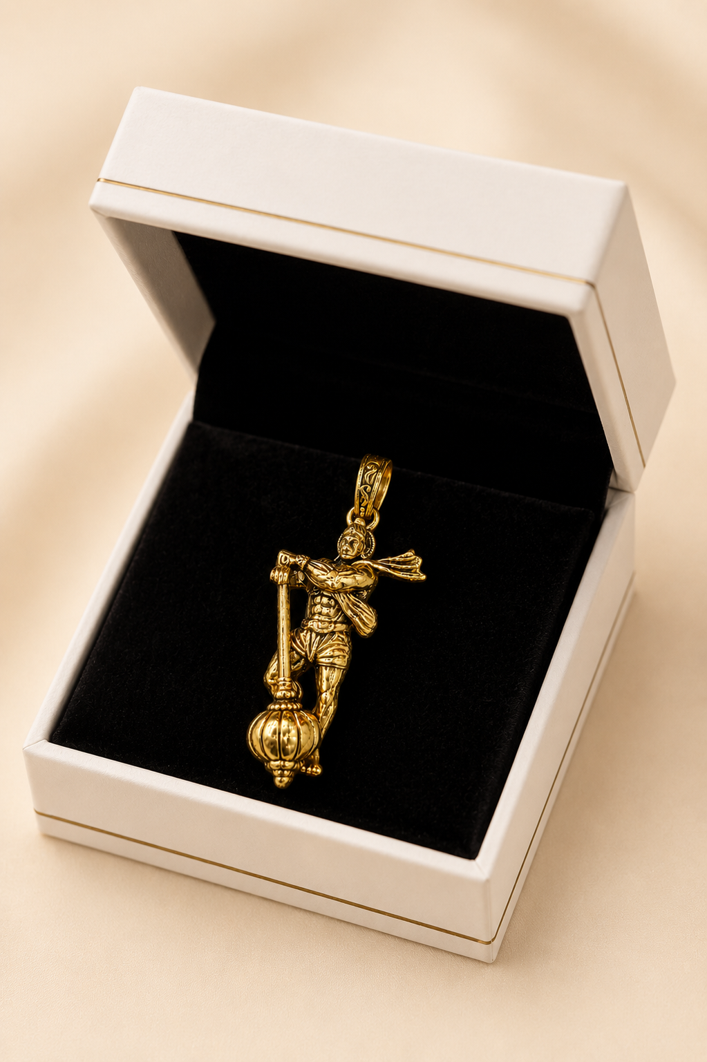 Antique Gold Plated Lord Hanuman Pendant with Traditional Gada Design