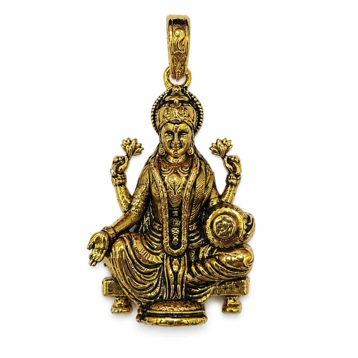 Mahalaxmi Divine Antique Gold Pendant | Traditional Temple Jewelry