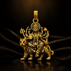 Durga Maa Sherawali Antique Gold Finish Religious Pendant for Men & Women