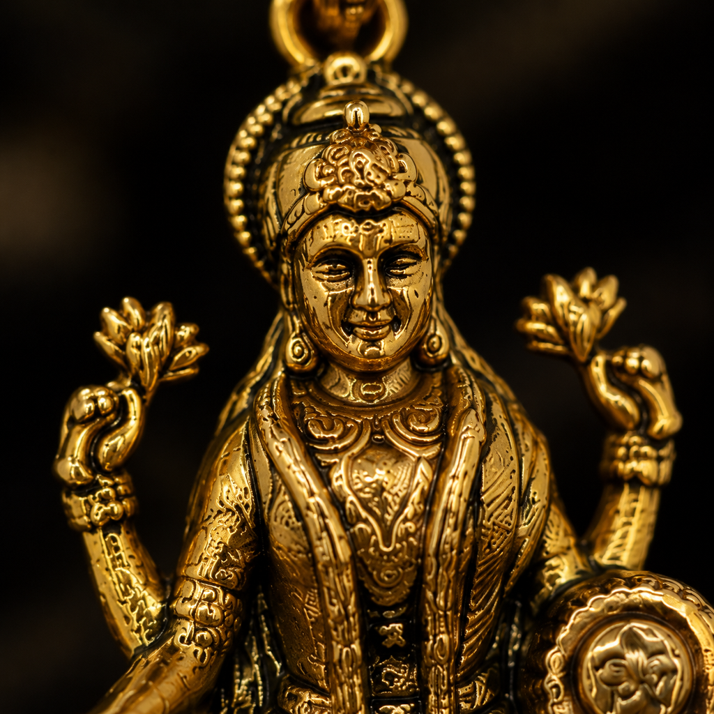 Mahalaxmi Divine Antique Gold Pendant | Traditional Temple Jewelry