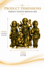 Divine Shri Ram Darbar Antique Gold Finish Religious Brooch with Lord Ram Sita Lakshman and Hanuman Ji Design