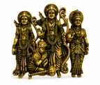 Divine Shri Ram Darbar Antique Gold Finish Religious Brooch with Lord Ram Sita Lakshman and Hanuman Ji Design