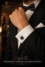 Blue Sapphire-Inspired Cufflinks for Men | Gold Plated Brass Metal Cuff Links | Premium Formal Shirt Accessories for Weddings, Business & Party Wear