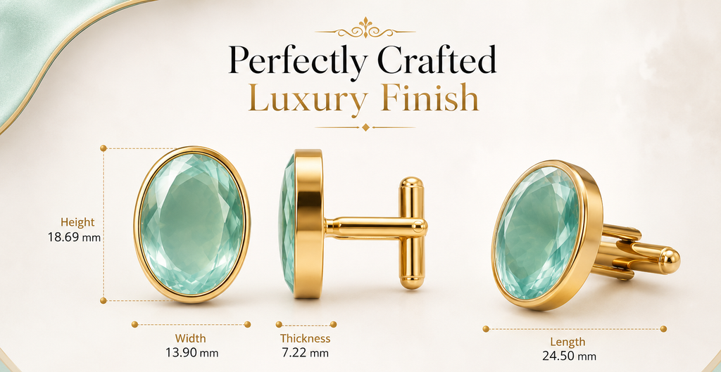 Luxury Green Crystal Oval Cufflinks for Gentlemen | Elegant Gold Tone Formal Wear Accessories