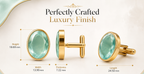 Luxury Green Crystal Oval Cufflinks for Gentlemen | Elegant Gold Tone Formal Wear Accessories