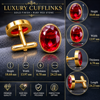 Luxe Man Ruby Red Oval Stone Cufflinks for Men | Luxury Formal Shirt Cuff Accessories
